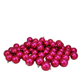 2.5" Magenta Pink Shatterproof Shiny Ball Christmas Ornaments Set of 60