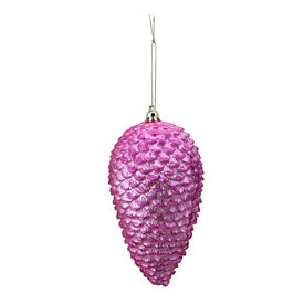 6.5" Pink Shatterproof Glitter Pine Cone Christmas Ornaments Set of 6