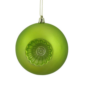 4" Green Retro Reflector Matte Ball Christmas Ornaments Set of 6