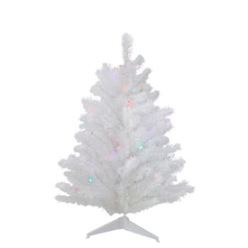3' Pre-Lit LED Snow White Artificial Christmas Tree - Multi Lights