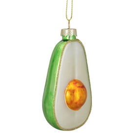 3.5" Green and White Avocado Glass Christmas Ornament