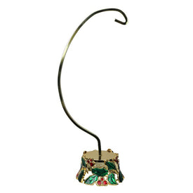 12.25" Holly and Berries Gold Christmas Ornament Holder
