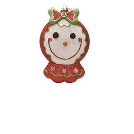 8.5" Red and Green Glittered Shatterproof Gingerbread Girl Christmas Ornament