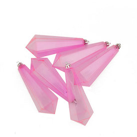 5.5" Bubblegum Pink Shatterproof Transparent Christmas Icicle Ornaments Set of 6