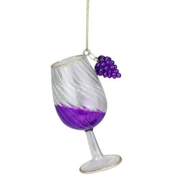 4.25" Purple Embellished Tipped Wine Glass Christmas Ornament
