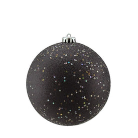 6" Holographic Glitter Jet Black Shatterproof Ball Christmas Ornament