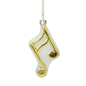 4" Gold and White Eighth Note Music Symbol Christmas Ornament