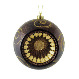 8" Chocolate Brown Retro Reflector Shatterproof Two-Finish Ball Christmas Ornament