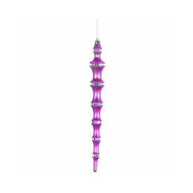 12" Orchid Purple Shatterproof Shiny Icicle Christmas Finial Ornaments Set of 4