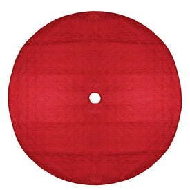 48" Red Quilted Christmas Hexagon Tree Skirt with Velvety Trim