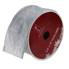 2.5" x 120 Yards Silver Glittering Swirl Wired Christmas Craft Ribbons