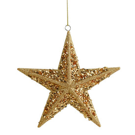 5.5" Gold Star Shaped Glittered Christmas Ornament