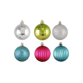 2.5" Silver and Green Shatterproof Three-Finish Jewel Tone Ball Christmas Ornaments 100-Count