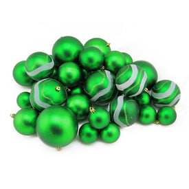4" Green Shatterproof Two-Finish Ball Christmas Ornaments 39-Count