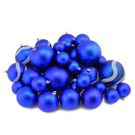 4" Royal Blue Shatterproof Two-Finish Ball Christmas Ornaments 39-Count