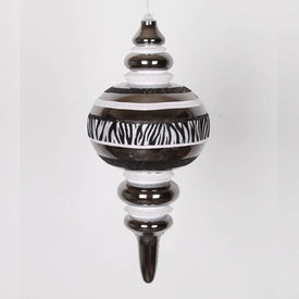13" Black and White Striped Christmas Finial Ornament