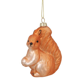 4" Brown Squirrel Hanging Glass Christmas Ornament