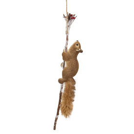 20" Climbing Squirrel on a Frosted Branch Christmas Decoration