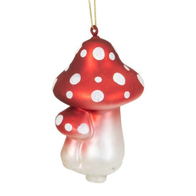 4" Red and White Amanita Mushroom Hanging Glass Christmas Ornament