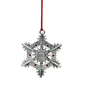3" Silver and Red Snowflake with Gems '2017' Christmas Ornament