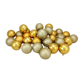 3.25" Vegas Gold Shatterproof Four-Finish Ball Christmas Ornaments Set of 32