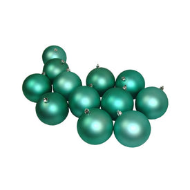 4" Seafoam Green Shatterproof Matte Ball Christmas Ornaments Set of 12