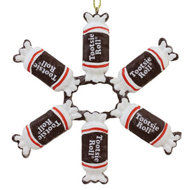 4" Brown and White Tootsie Roll Chewy Chocolate Candy Christmas Snowflake Ornament