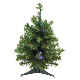 1.5' Pre-Lit Canadian Pine Artificial Christmas Tree - Multi-Color Lights