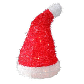 13" Lighted Iced Tinsel Santa Hat Christmas Tree Topper - Clear Lights