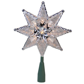 8" Silver Mosaic Star Lighted Christmas Tree Topper - Clear Lights