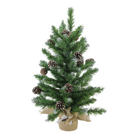 24" Unlit Frosted Norway Pine with Pine Cones Medium Artificial Christmas Tree