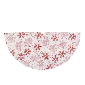 20" White and Red Glitter Snowflake Mini Burlap Christmas Tree Skirt