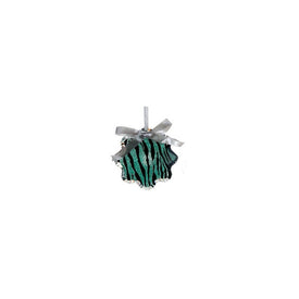 4.5" Teal Green and Black Glittered Zebra Print Snowflake Prism Christmas Ornament