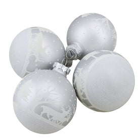3.25" Matte and Frosted White Glass Hanging Ball Christmas Ornaments Set of 4