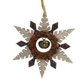 6" Brown and Gray Pointed Snowflake Christmas Ornament