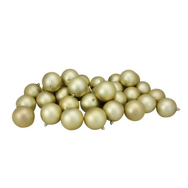 3.25" Champagne Gold Shatterproof Matte Ball Christmas Ornaments Set of 32