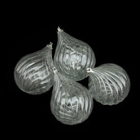 4.5" Clear Transparent Shatterproof Christmas Onion Drop Ornaments Set of 4