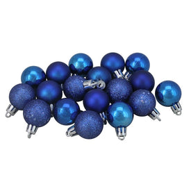 1.25" Lavish Blue Shatterproof Four-Finish Ball Christmas Ornaments 1Set of 8