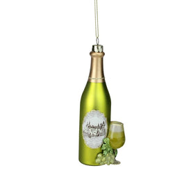 5.75" Green and Gold Wine Bottle Christmas Ornament