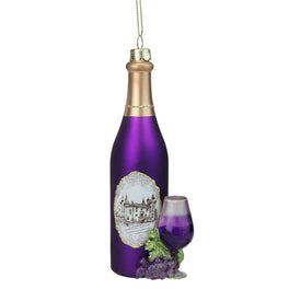 5.75" Purple Wine Country Glass Bottle Christmas Ornament