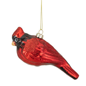 5.75" Red and Black Glass Cardinal Christmas Ornament