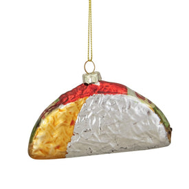 4" Silver and Gold Taco Glass Christmas Ornament