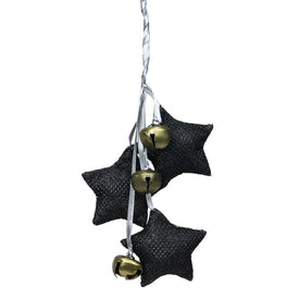 10" Black and White Triple Star with Jingle Bells Christmas Ornament