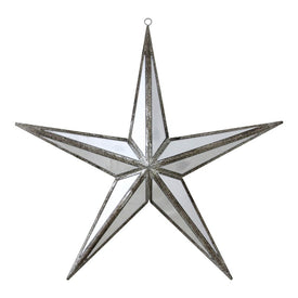 11" White and Silver Mirrored 5-Point Star Christmas Ornament
