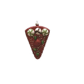 5" Red and Green Shatterproof Strawberry Cake Slice Christmas Ornament