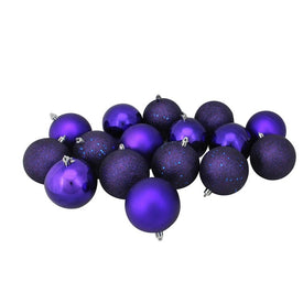3" Cobalt Blue Shatterproof Four-Finish Ball Christmas Ornaments Set of 16