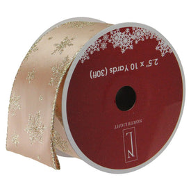 2.5" x 10 Yards Gold Sparkling Stars Christmas Wired Craft Ribbon