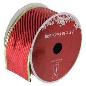 2.5" x 120 Yards Shiny Red and Gold Striped Christmas Craft Ribbon Spools Club Pack of 12