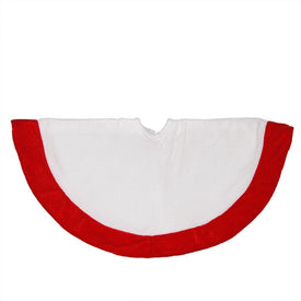 18" White and Red Velveteen Mini Christmas Round Tree Skirt