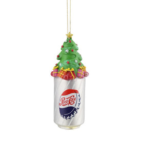 4.75" Silver Pepsi Bottle Cap Can with Christmas Tree Topper Decorative Glass Ornament